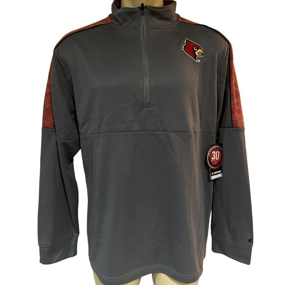 Louisville Cardinals 1/4 Zip Camo Pullover SweatShirt Jacket Red Mens L New - Picture 1 of 7